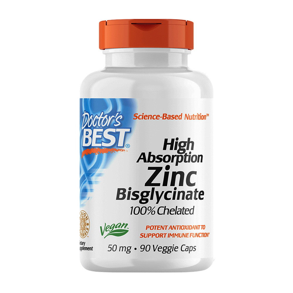Doctors Best High Absorption Zinc Bisglycinate 50mg Veggie Capsules, 90 Ea